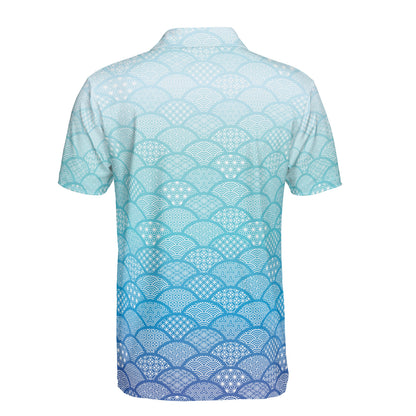 Gradient Geometric Kimono Polo Shirt