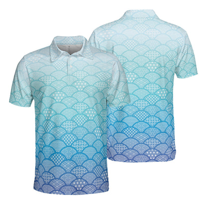 Gradient Geometric Kimono Polo Shirt