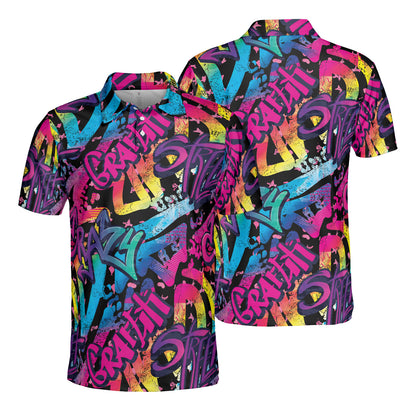 Gradient Graffiti Polo Shirt