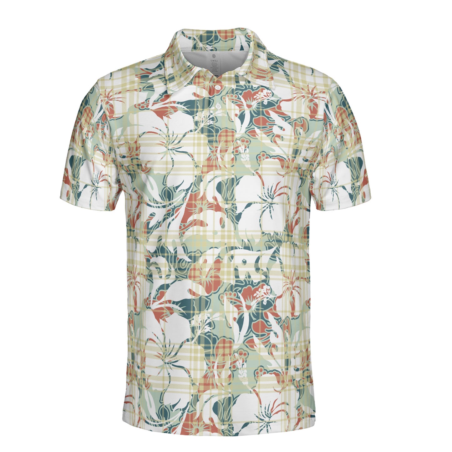 Hibiscus Plaid Polo Shirt