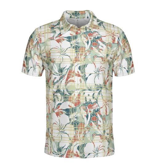 Hibiscus Plaid Polo Shirt