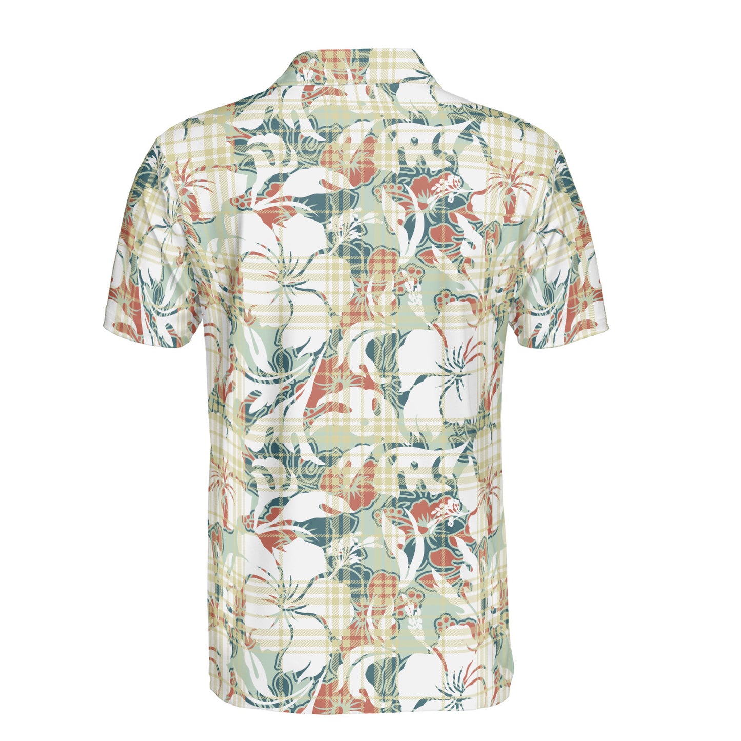 Hibiscus Plaid Polo Shirt