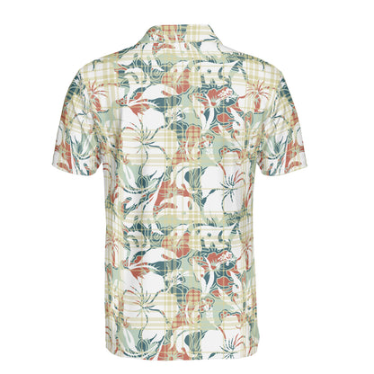 Hibiscus Plaid Polo Shirt