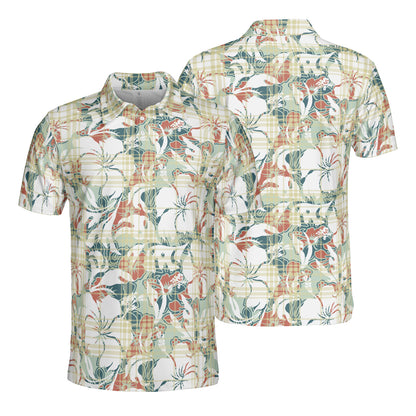 Hibiscus Plaid Polo Shirt