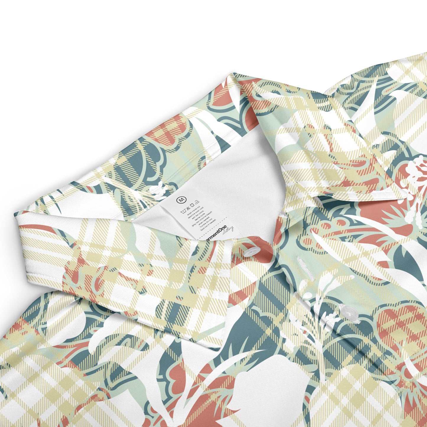 Hibiscus Plaid Polo Shirt