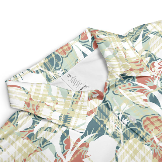 Hibiscus Plaid Polo Shirt