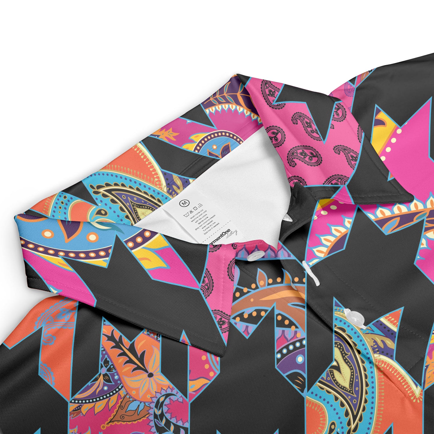 Houndstooth Patchwork Paisley Polo Shirt