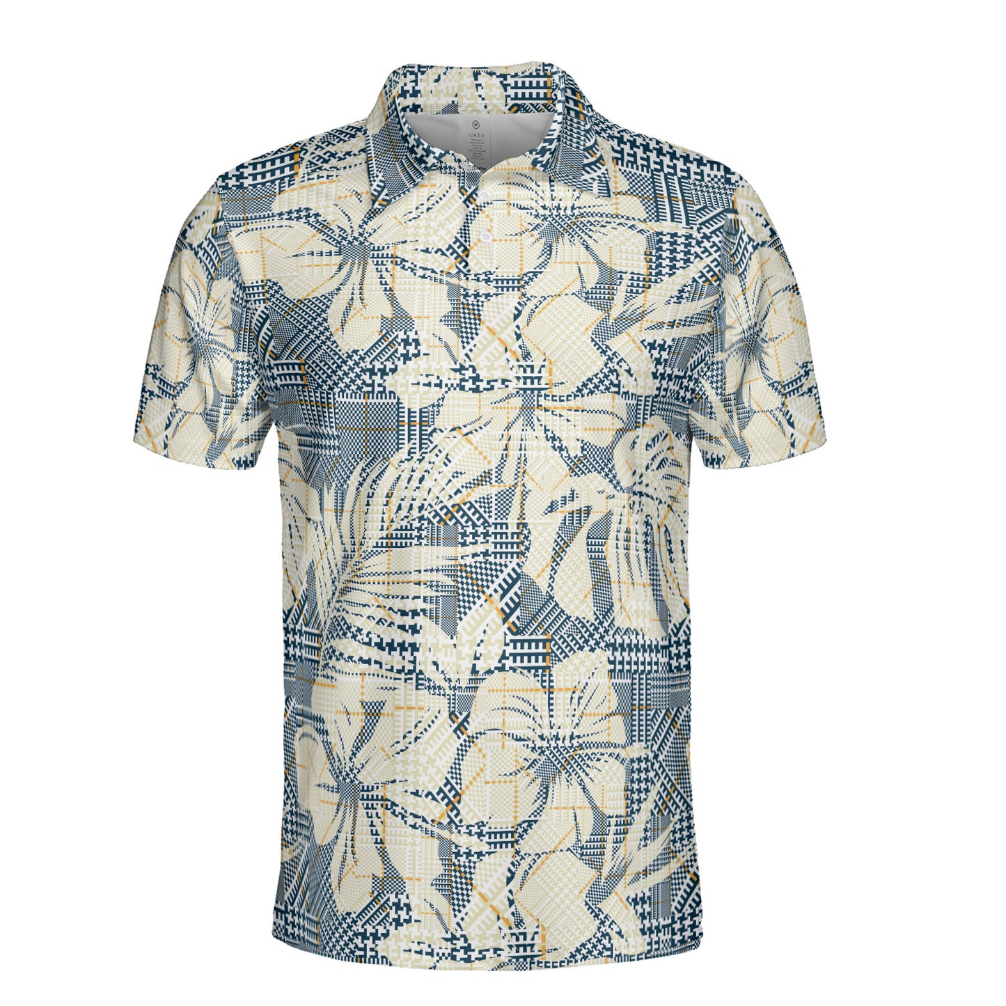 Hounds Tooth Plaid & Flowers Polo Shirt