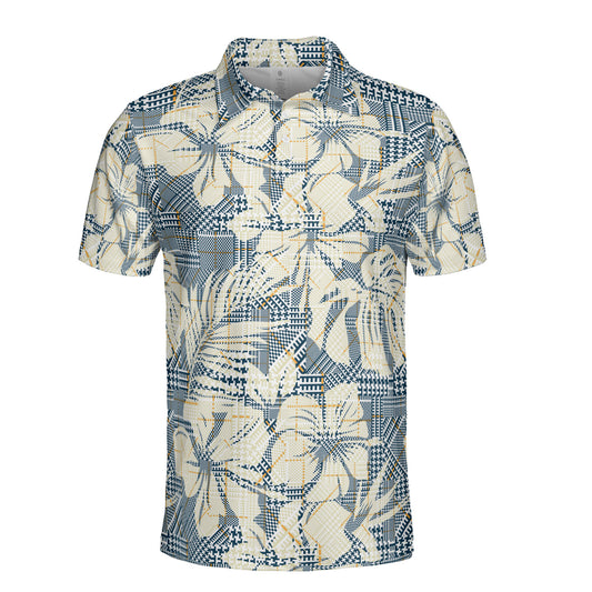 Hounds Tooth Plaid & Flowers Polo Shirt