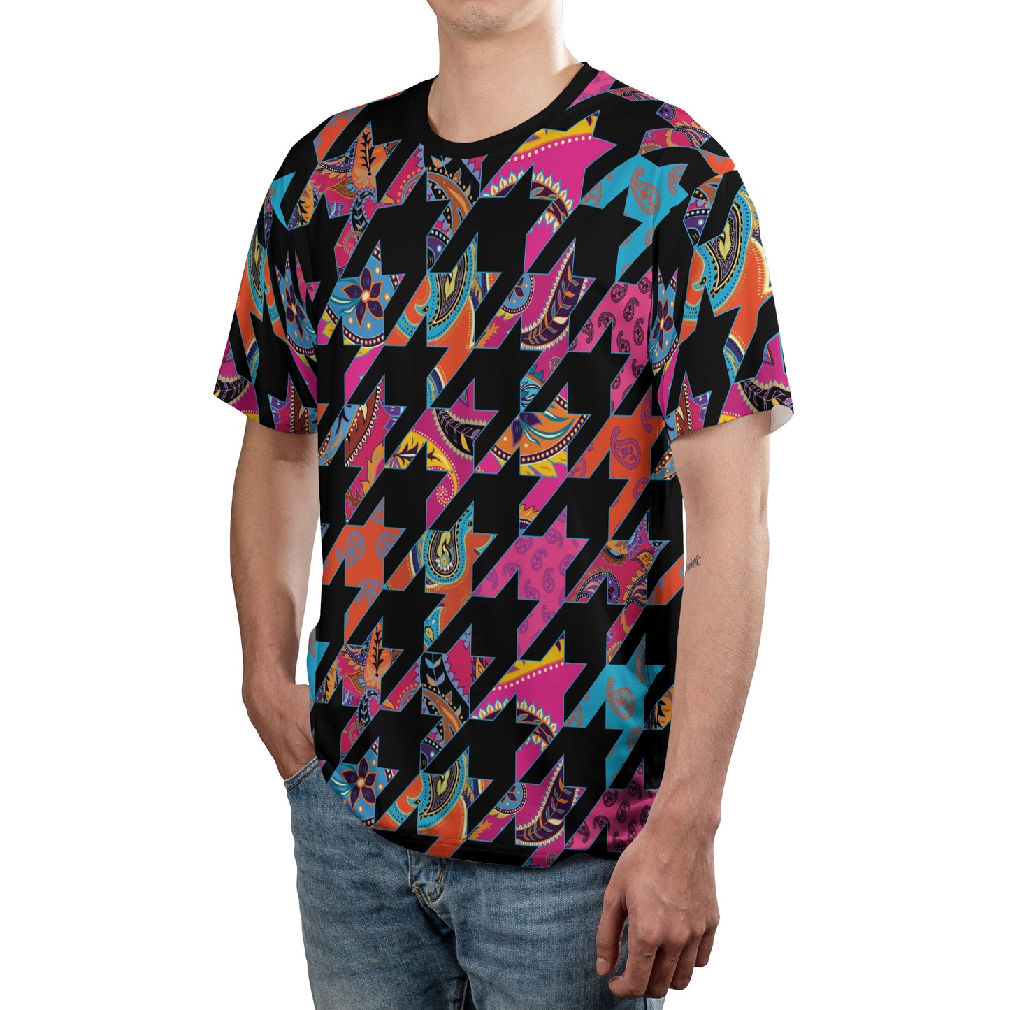 Houndstooth Patchwork Paisley Comfort T-shirt