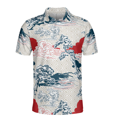 Japanese Trees & Clouds Polo Shirt