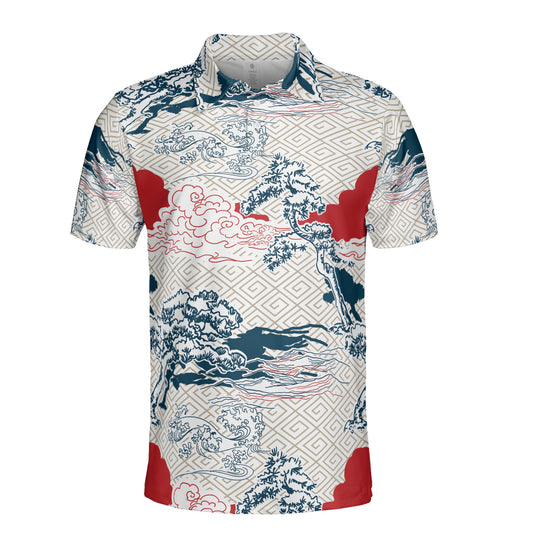 Japanese Trees & Clouds Polo Shirt