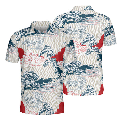 Japanese Trees & Clouds Polo Shirt