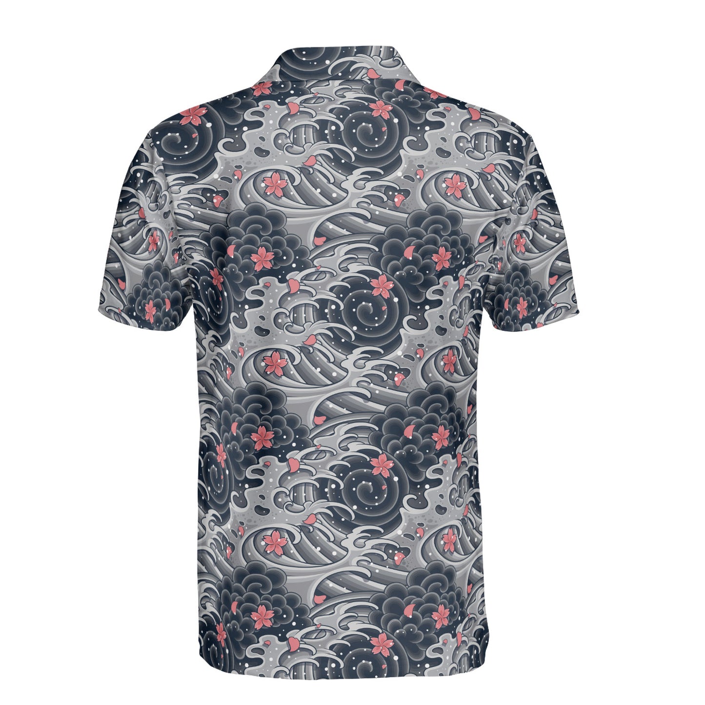 Japanese Waves & Cherry Leaves Polo Shirt