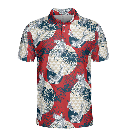 Koi Fish & Asian Waves Polo Shirt