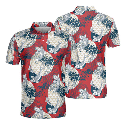 Koi Fish & Asian Waves Polo Shirt