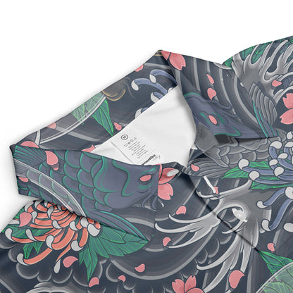 Koi Fish & Pink Flowers Polo Shirt