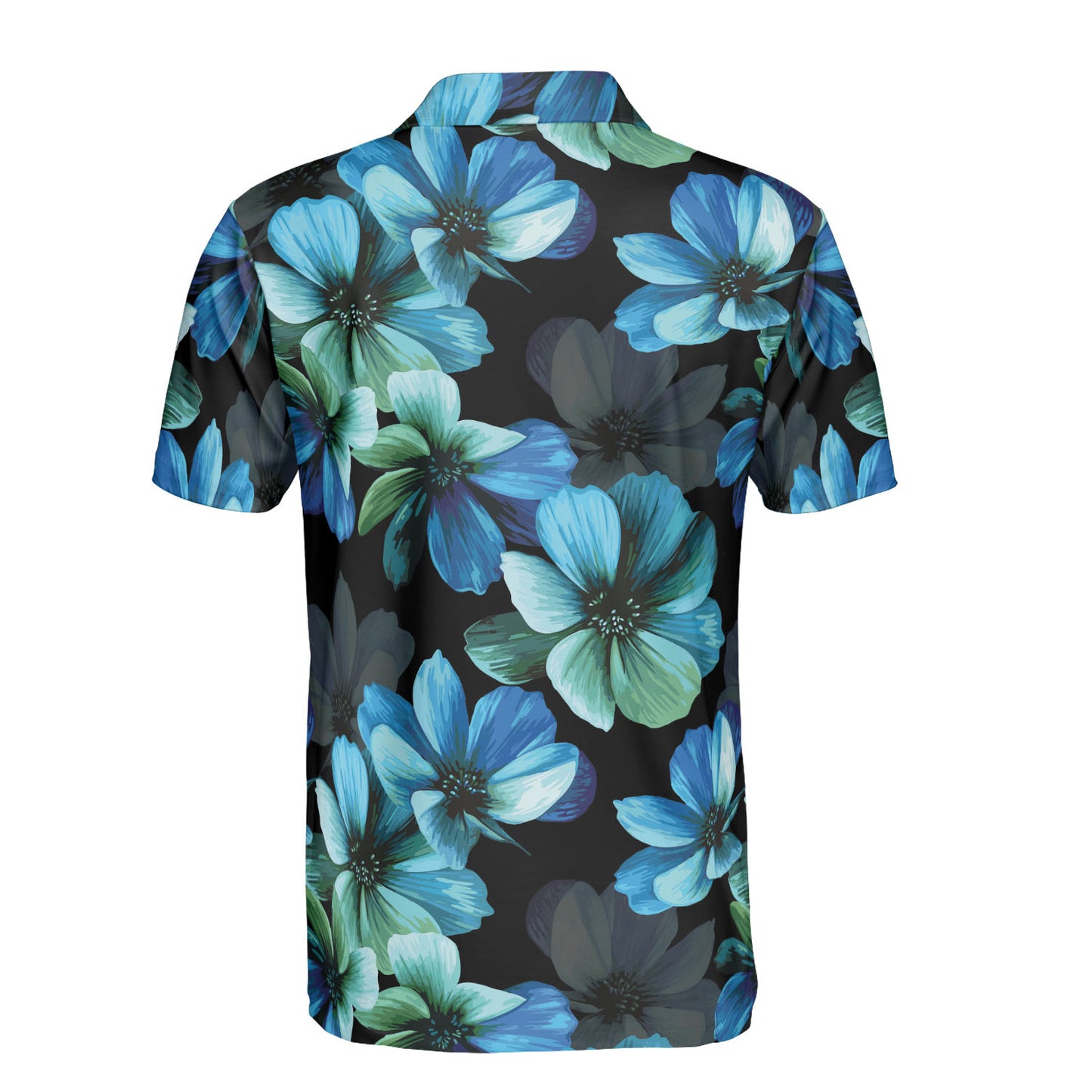 Mystical Blue Flowers Polo Shirt