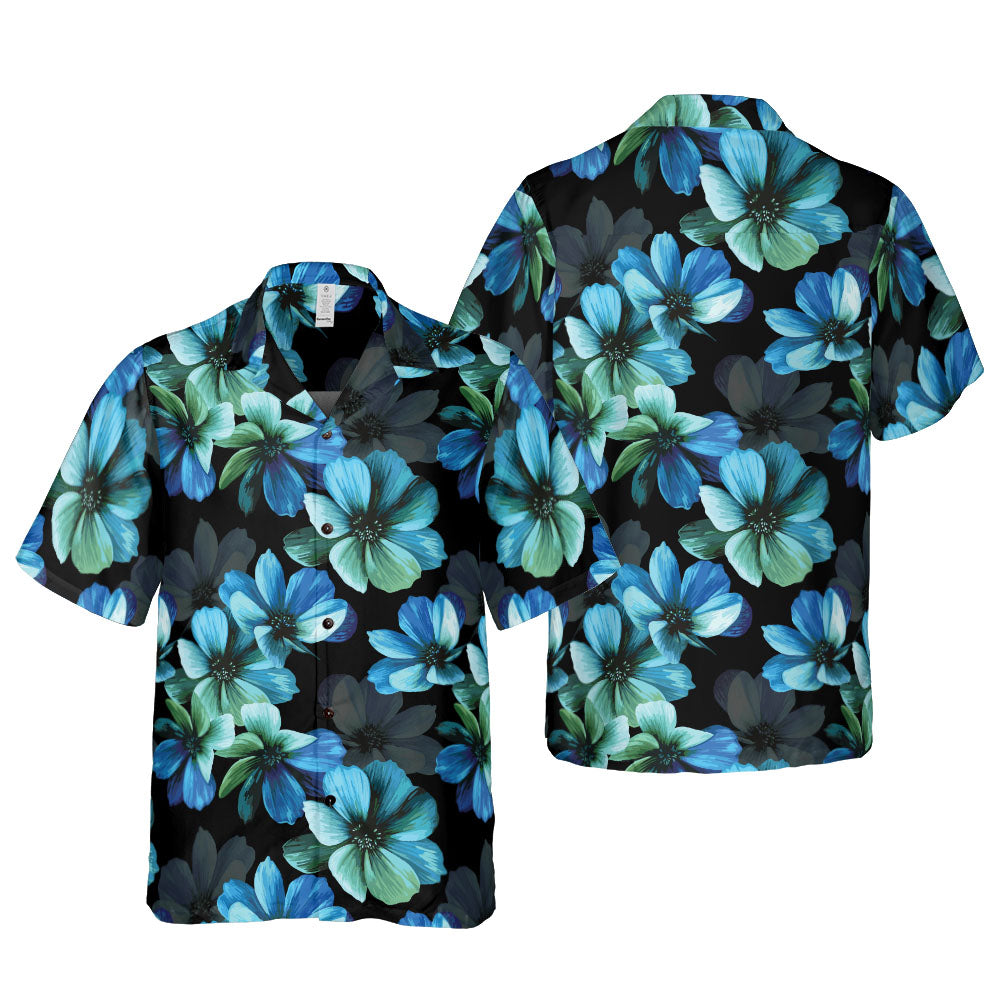 Mystical Blue Flowers Button Up Shirt
