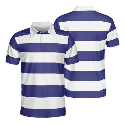 Navy Blue & White Stripes Polo Shirt