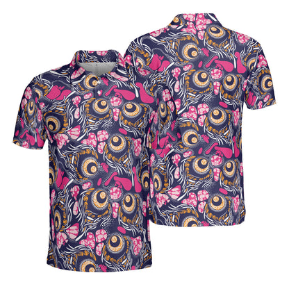 Orange & Pink Tribal Art Polo Shirt