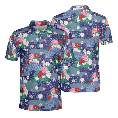 Oriental Fans & Flowers Polo Shirt