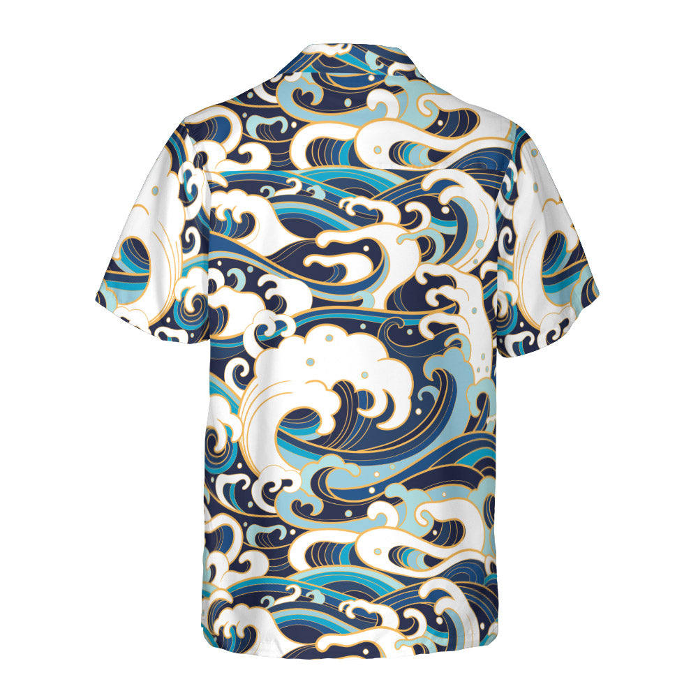 Oriental Ocean Waves Button Up Shirt