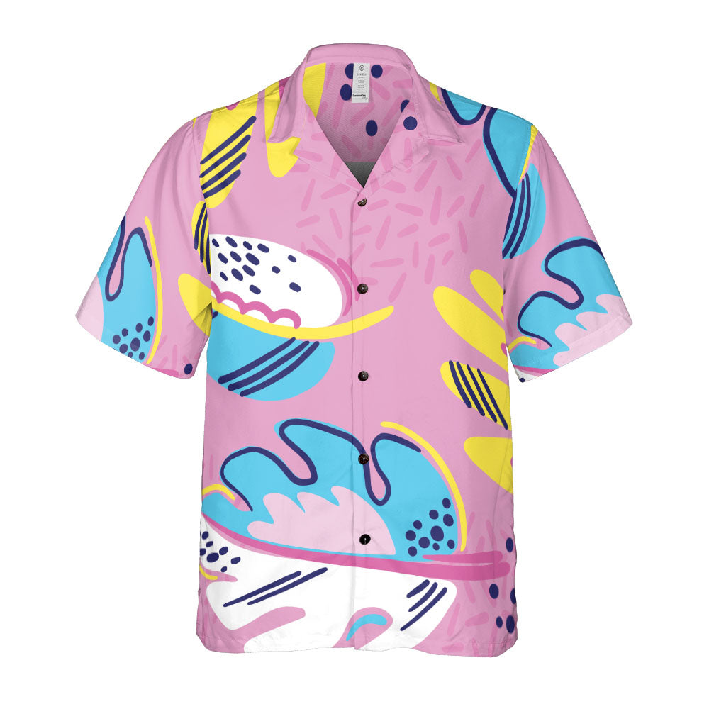 Pink Abstract Leaves Button Up Shirt