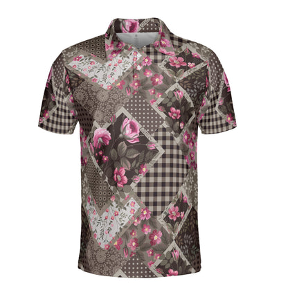 Pink Floral Patchwork Polo Shirt