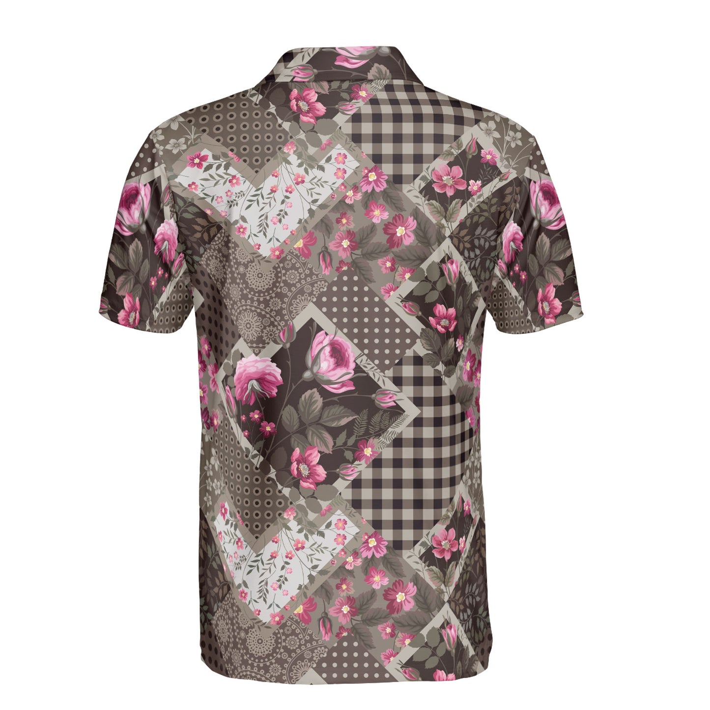 Pink Floral Patchwork Polo Shirt