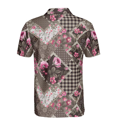 Pink Floral Patchwork Polo Shirt
