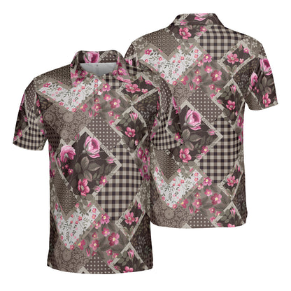 Pink Floral Patchwork Polo Shirt