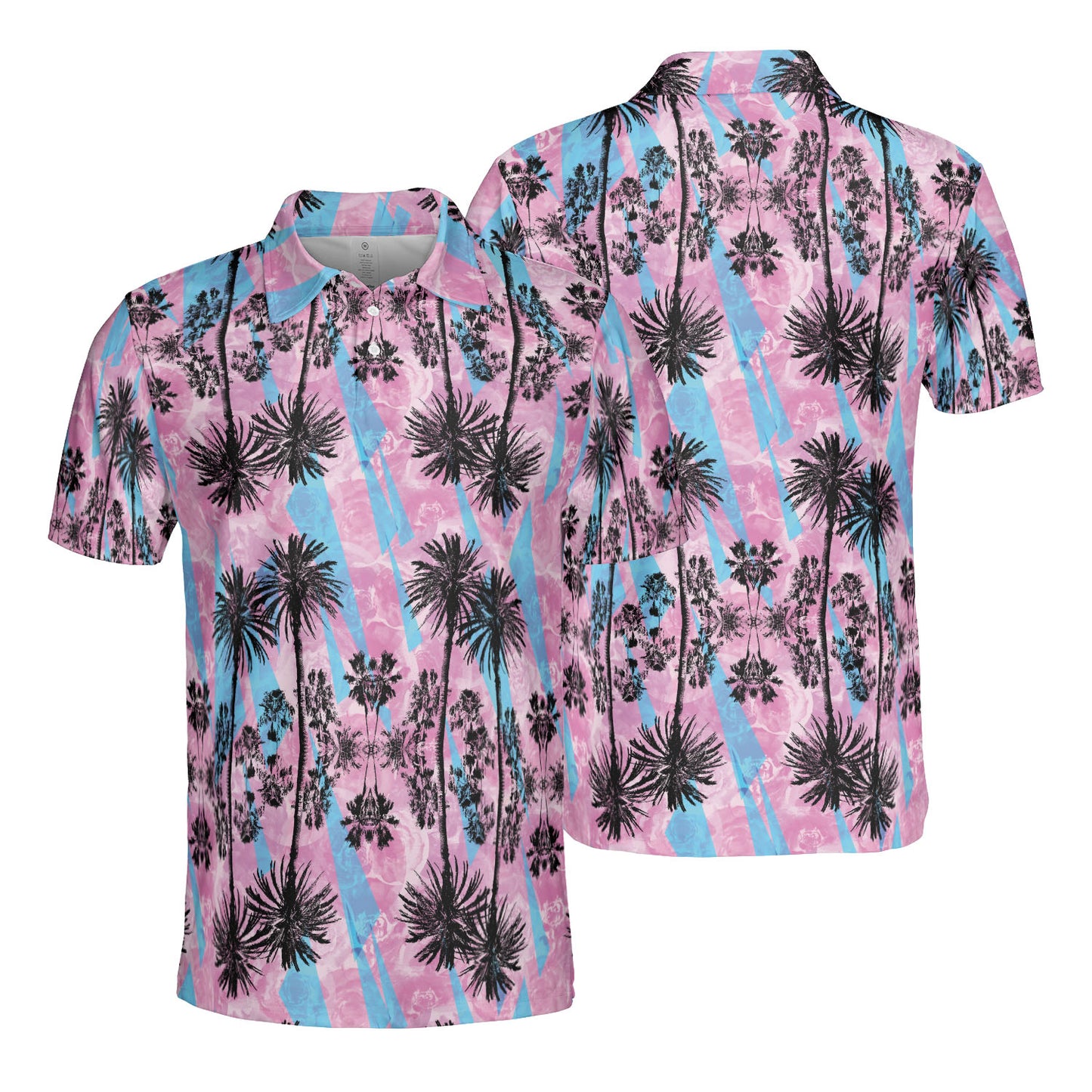 Pink & Blue Beach Vibes Polo Shirt