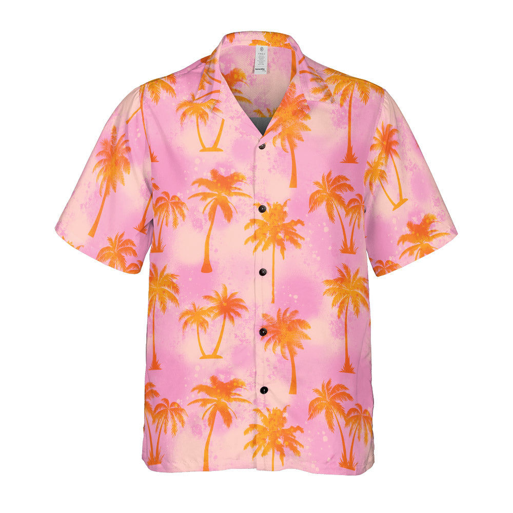 Pink And Palm Trees Button Up Shirt