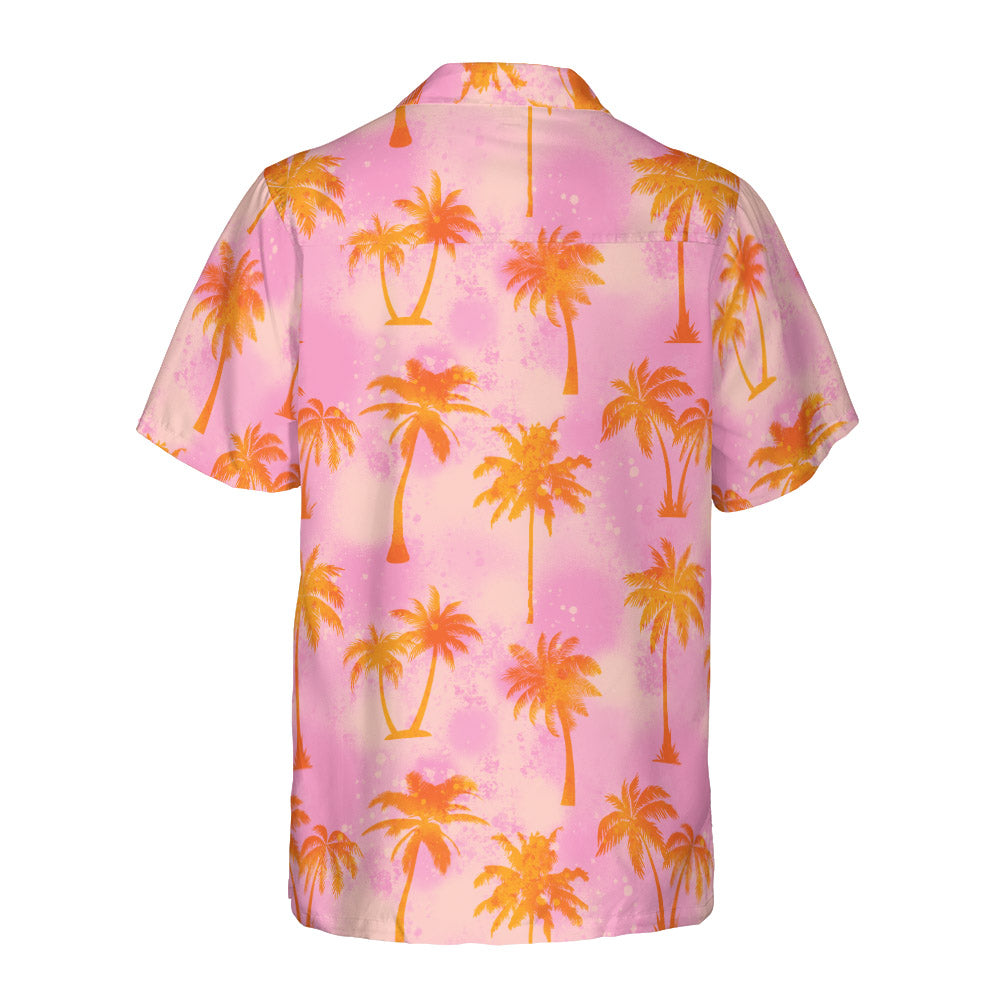 Pink And Palm Trees Button Up Shirt