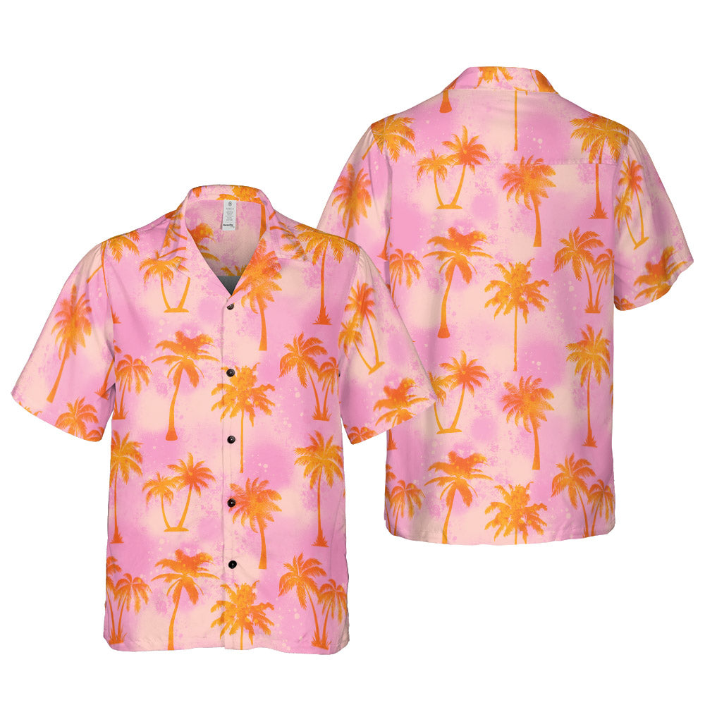 Pink And Palm Trees Button Up Shirt