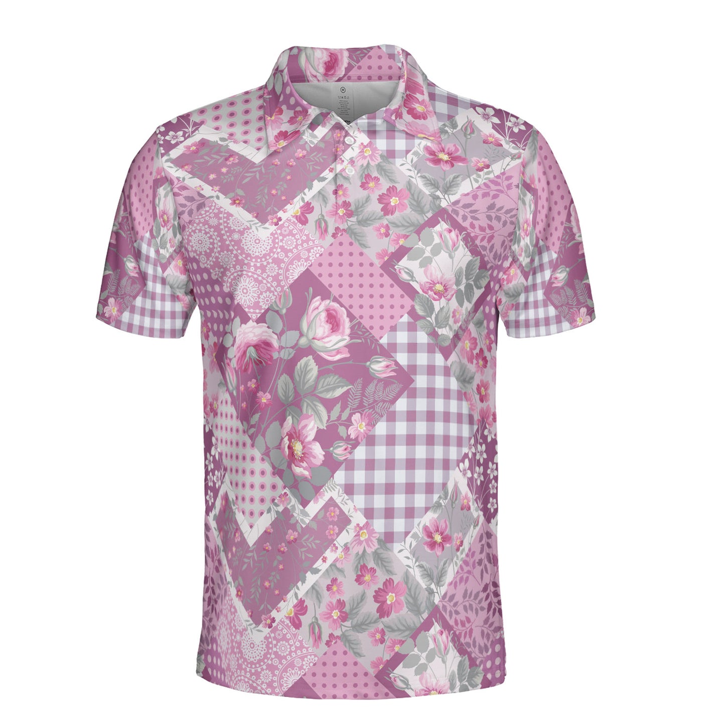 Purple Floral Patchwork Polo Shirt