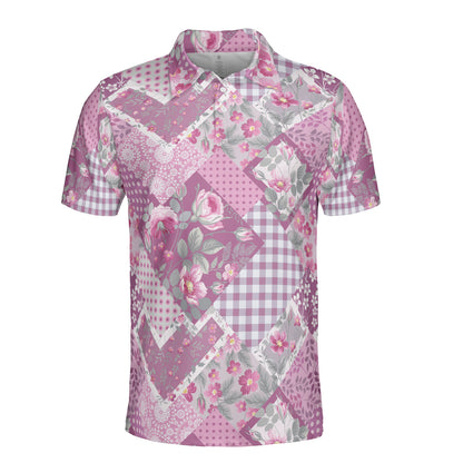 Purple Floral Patchwork Polo Shirt