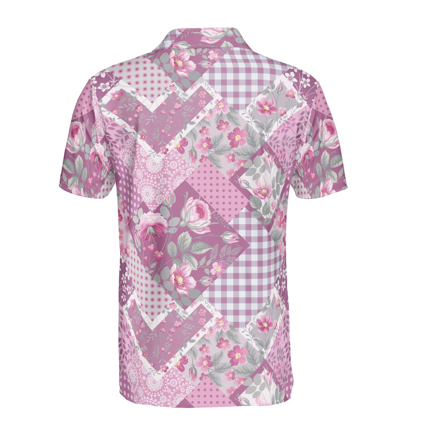 Purple Floral Patchwork Polo Shirt