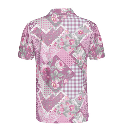 Purple Floral Patchwork Polo Shirt