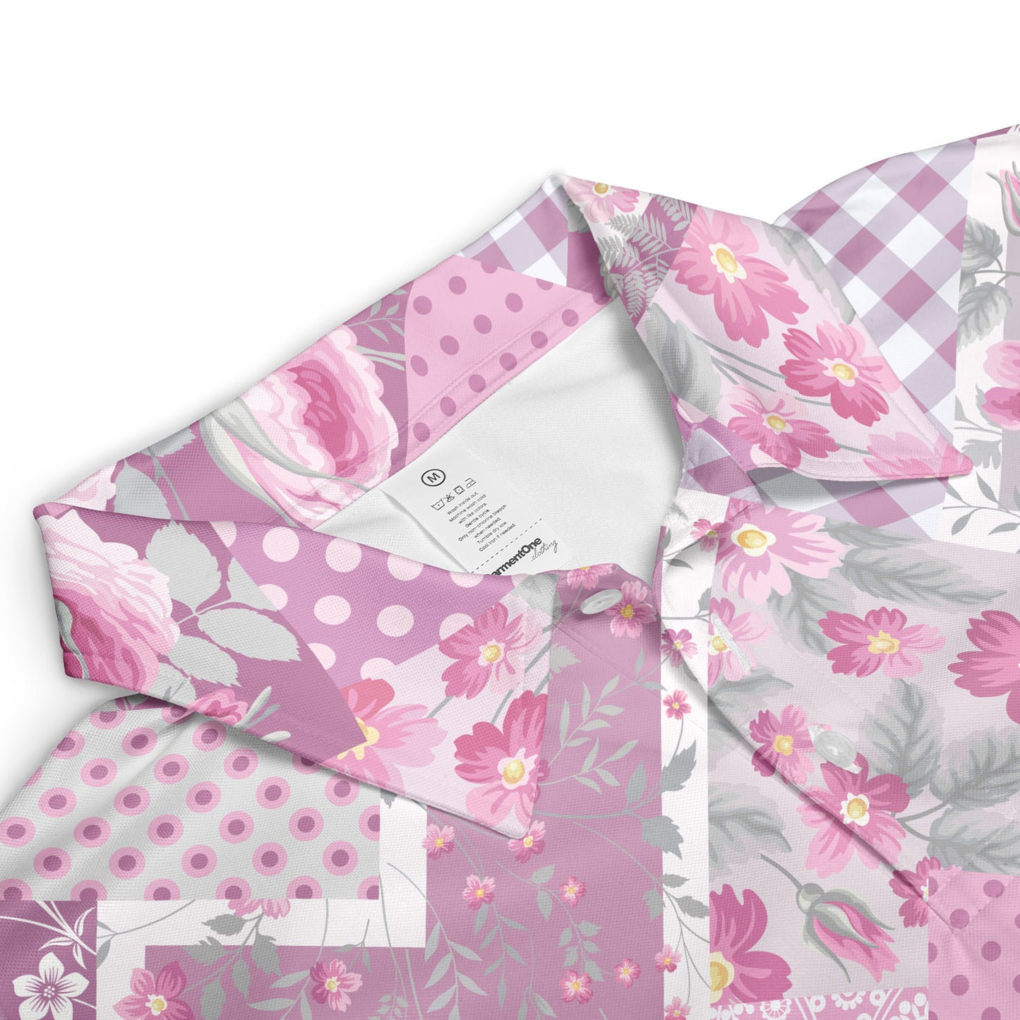 Purple Floral Patchwork Polo Shirt
