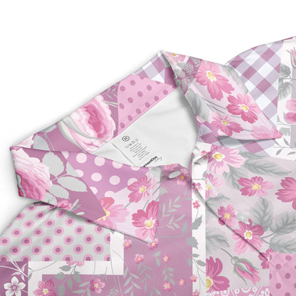 Purple Floral Patchwork Polo Shirt