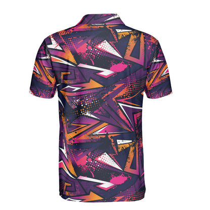 Purple Pink & Orange Geometric Polo Shirt