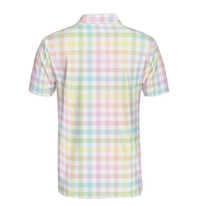 Rainbow Gingham Plaid Polo Shirt