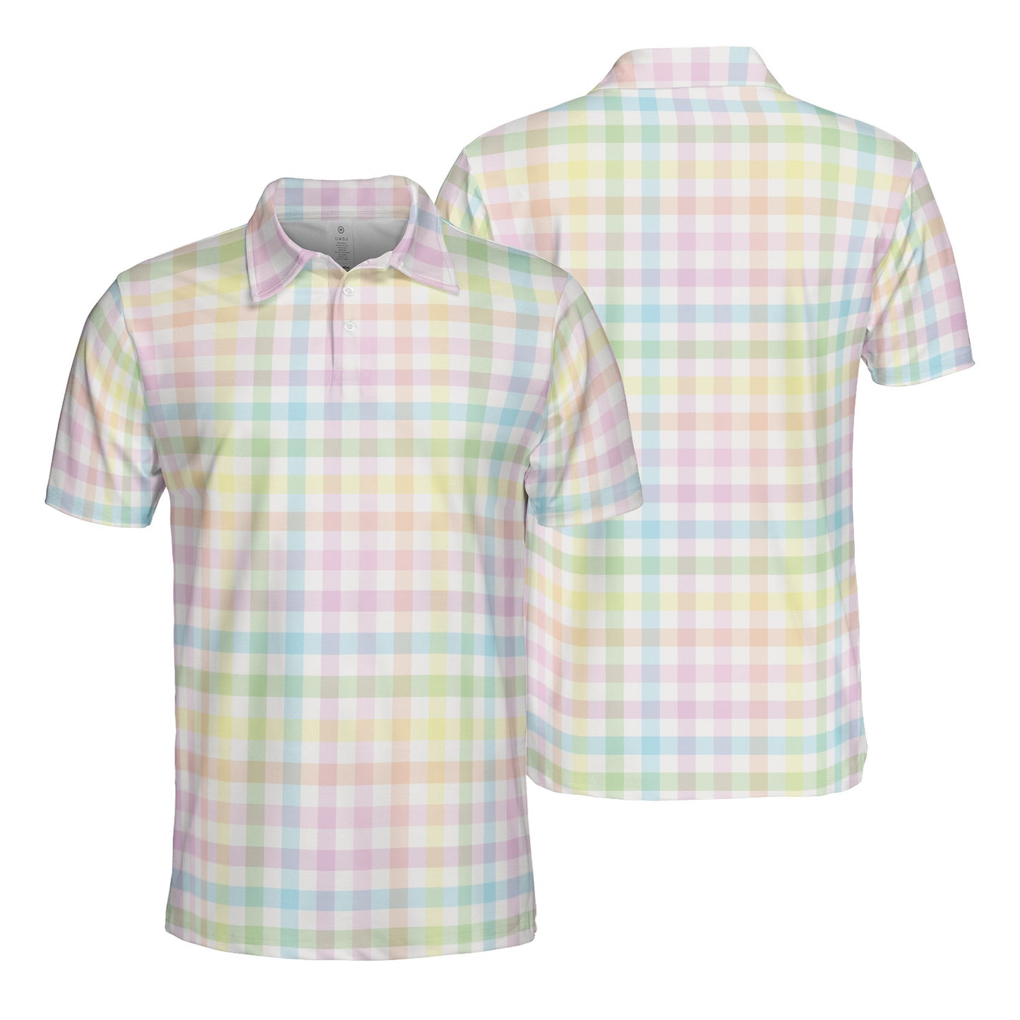 Rainbow Gingham Plaid Polo Shirt