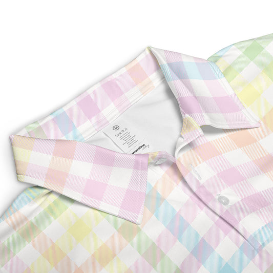 Rainbow Gingham Plaid Polo Shirt