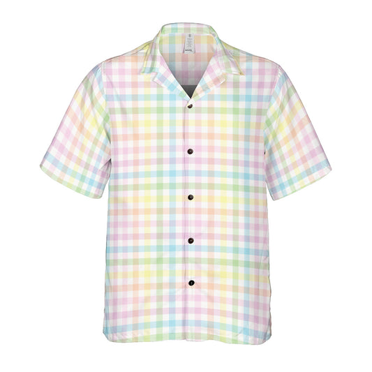Rainbow Gingham Plaid Button Up Shirt