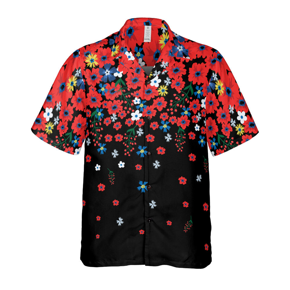 Raining Red Flowers Button Up Shirt