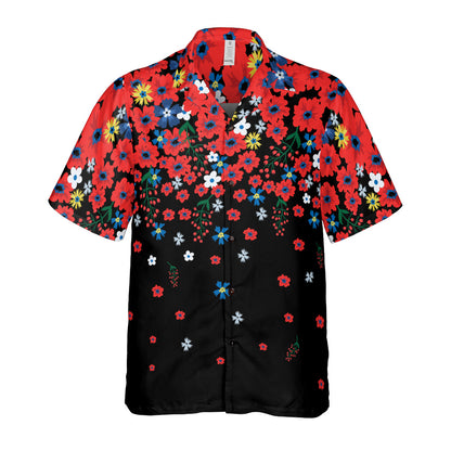 Raining Red Flowers Button Up Shirt