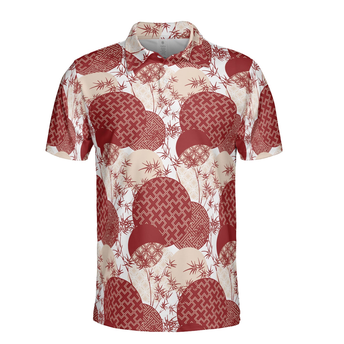 Red Bamboo & Circles Polo Shirt